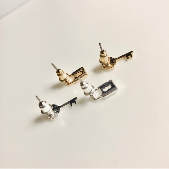 “Just A Secret” Lock Key Dainty Cute Stud Earring - Picture 6 of 8